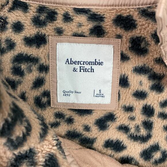 Abercrombie&Fitch Brown Leopard Print Sherpa Pullover Sz.S - Picture 7 of 14
